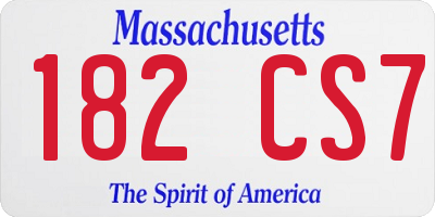 MA license plate 182CS7