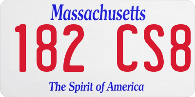 MA license plate 182CS8