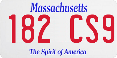 MA license plate 182CS9