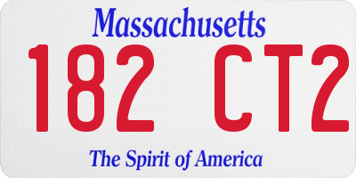 MA license plate 182CT2