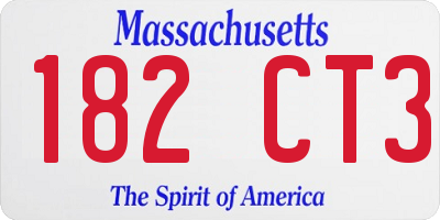 MA license plate 182CT3