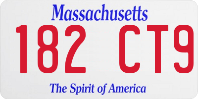 MA license plate 182CT9