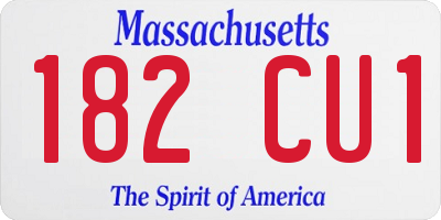 MA license plate 182CU1