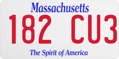 MA license plate 182CU3
