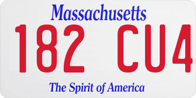 MA license plate 182CU4