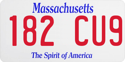 MA license plate 182CU9