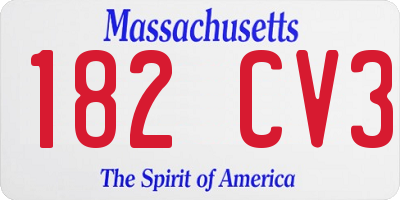 MA license plate 182CV3