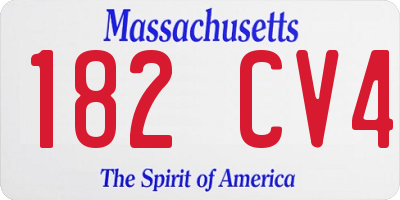 MA license plate 182CV4