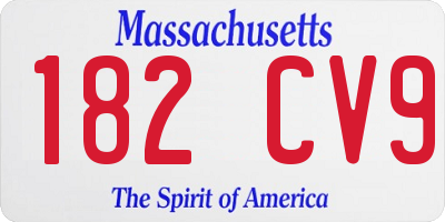 MA license plate 182CV9