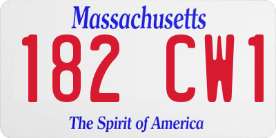MA license plate 182CW1