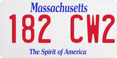 MA license plate 182CW2