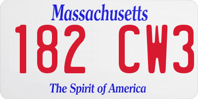 MA license plate 182CW3