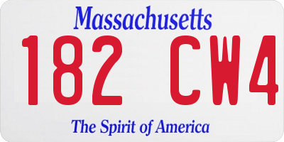 MA license plate 182CW4