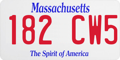 MA license plate 182CW5