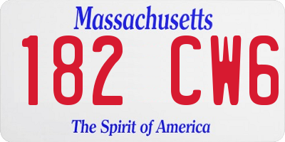 MA license plate 182CW6