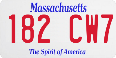 MA license plate 182CW7