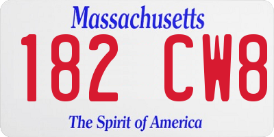 MA license plate 182CW8