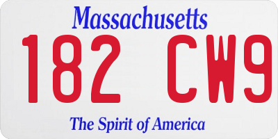 MA license plate 182CW9