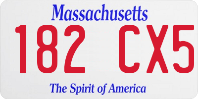 MA license plate 182CX5
