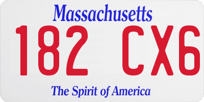 MA license plate 182CX6