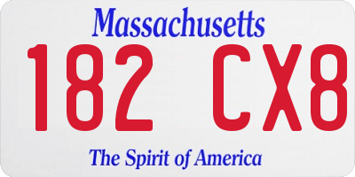 MA license plate 182CX8