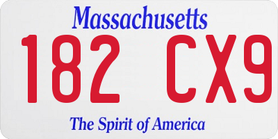 MA license plate 182CX9
