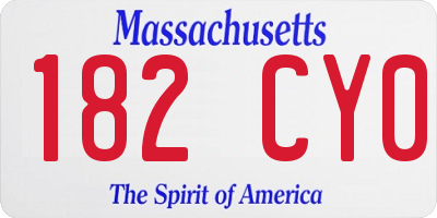 MA license plate 182CY0