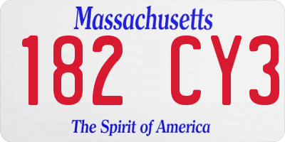 MA license plate 182CY3