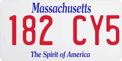 MA license plate 182CY5
