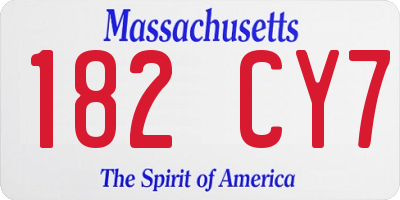 MA license plate 182CY7