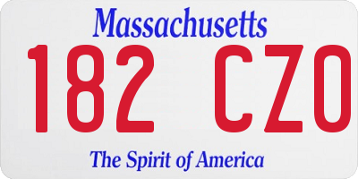 MA license plate 182CZ0