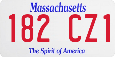 MA license plate 182CZ1
