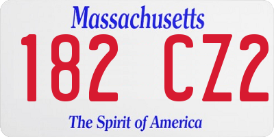 MA license plate 182CZ2
