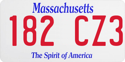 MA license plate 182CZ3