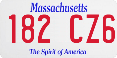 MA license plate 182CZ6