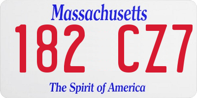 MA license plate 182CZ7