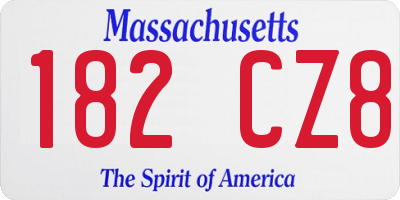 MA license plate 182CZ8