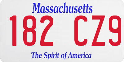 MA license plate 182CZ9