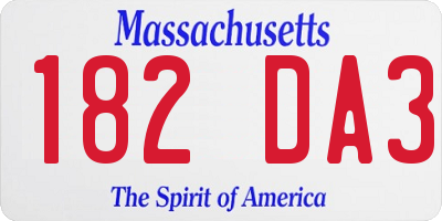 MA license plate 182DA3