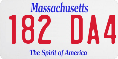 MA license plate 182DA4