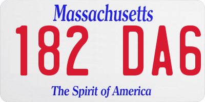 MA license plate 182DA6
