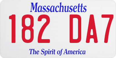 MA license plate 182DA7