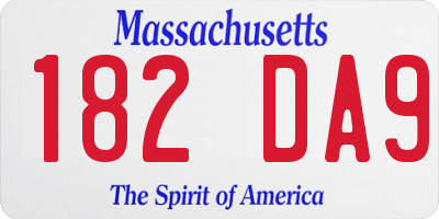 MA license plate 182DA9
