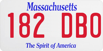 MA license plate 182DB0