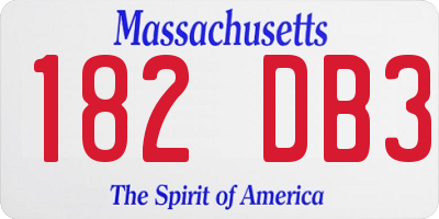 MA license plate 182DB3