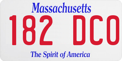MA license plate 182DC0