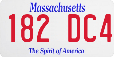 MA license plate 182DC4
