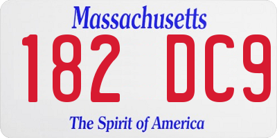 MA license plate 182DC9