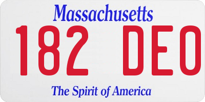 MA license plate 182DE0