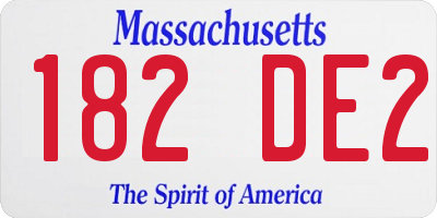 MA license plate 182DE2